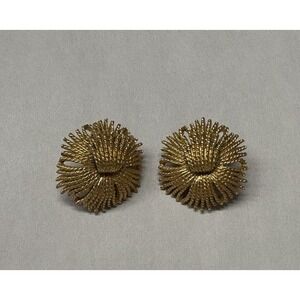 Vintage Monet "Cordelia" Leroy Miozzi Book Piece Goldtone Clip-on Earrings 1960s